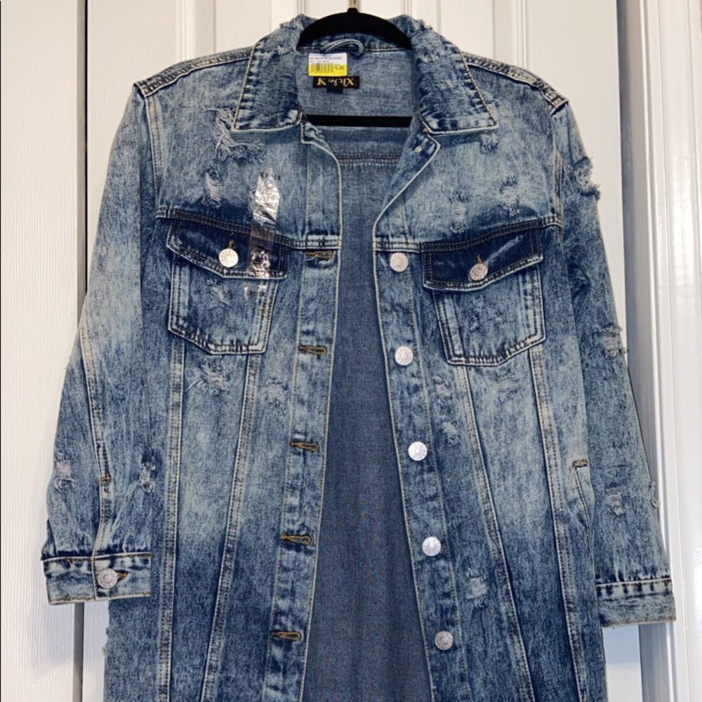 Longline Distressed Jean Jacket